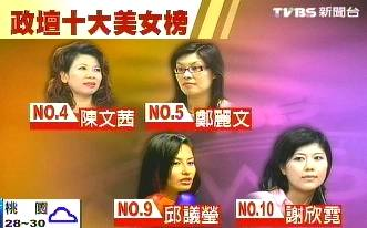 大陆网友选台湾政坛美女 民进党多人进榜