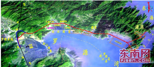 福州罗源湾北岸铁路支线初步设计线路平面示意图