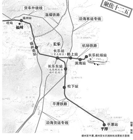 福州至平潭铁路全长87公里,接通火车南站,串联福州三大枢纽客运站.