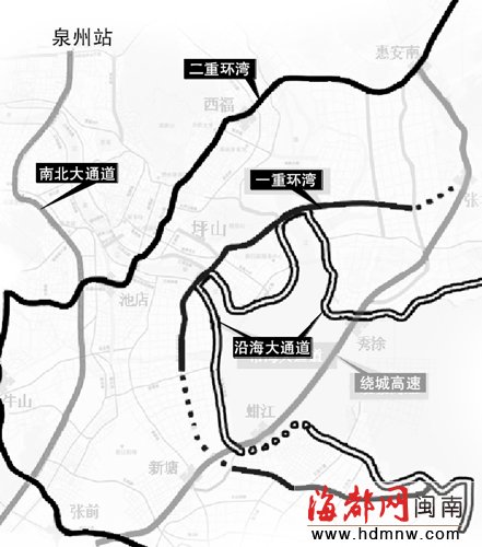 泉州中心市区将建"田"形交通骨架 构筑环湾快时代