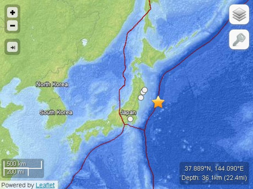 日本东北海域发生7.3级地震野田佳彦赶回官邸