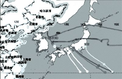 中国环保部发布的模拟轨迹图。