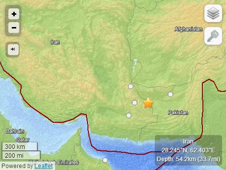 伊朗巴基斯坦交界处发生4.8级地震深度54公里