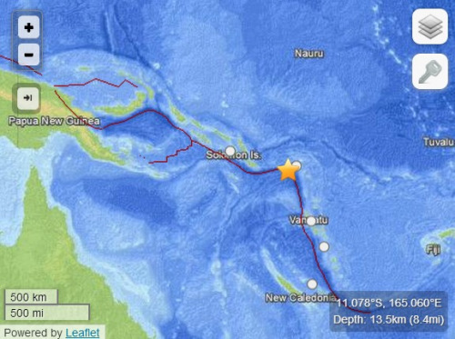 所罗门群岛海域发生5.9级地震震源深度13公里