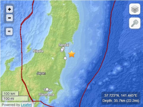 日本关东近海发生4.9级地震震源深度35公里