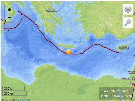希腊克里特岛海域发生5.6级地震暂无伤亡损失